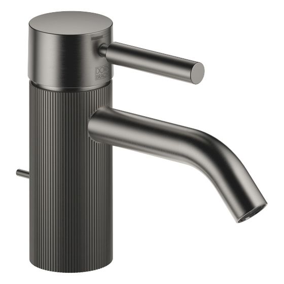 Dornbracht Waschtisch-Einhandbatterie Meta mit Ablaufgarnitur, 125mm, lineare Struktur, starr, 5,7l/min, Dark Platinum geb