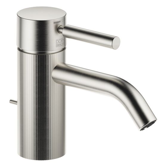 Dornbracht Waschtisch-Einhandbatterie Meta mit Ablaufgarnitur, 125mm, facettierte Struktur, starr, 5,7l/min, Platin gebürstet