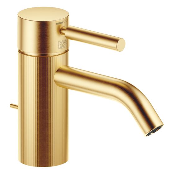 Dornbracht Waschtisch-Einhandbatterie Meta mit Ablaufgarnitur, Ausladung 125mm, facettierte Struktur, starr, 5,7l/min, Gold geb