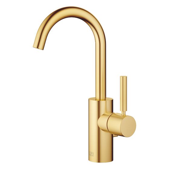 Dornbracht Waschtisch-Einhandbatterie Meta mit Ablaufgarnitur, Ausladung 123mm, schwenkbar, 5,7l/min, Gold gebürstet
