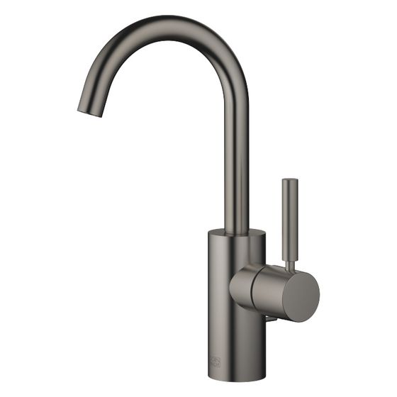 Dornbracht Waschtisch-Einhandbatterie Meta mit Ablaufgarnitur, Ausladung 123mm, schwenkbar, 5,7l/min, Dark Platinum gebürstet