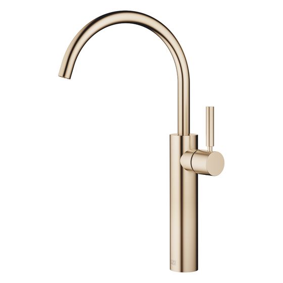 Dornbracht Waschtisch-Einhandbatterie Meta mit erhöhtem Standfuß, Ausladung 201mm, schwenkbar, 5,7l/min, Light Gold gebürstet