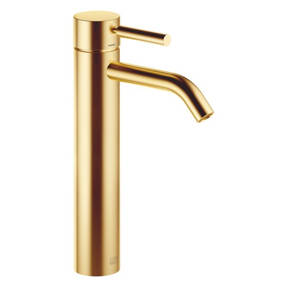 Dornbracht Waschtisch-Einhandbatterie Meta mit erhöhtem Standfuß, Ausladung 135mm, starr, 5,7l/min, Gold gebürstet