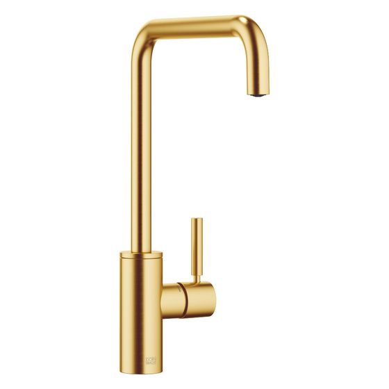 Dornbracht Einhebelmischer Meta Square schwenkbar, Ausladung 235mm, max. 8l/min, Messing gebürstet 23kt Gold