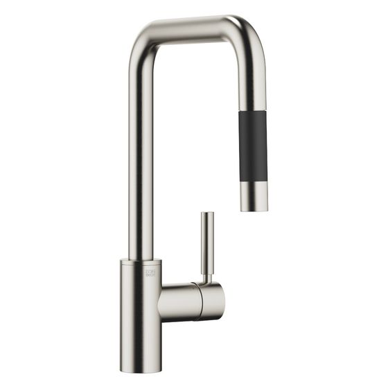 Dornbracht Einhebelmischer Meta Square Pull-down mit Brausefunktion, Ausladung 240mm, max. 10,4l/min, Platin gebürstet