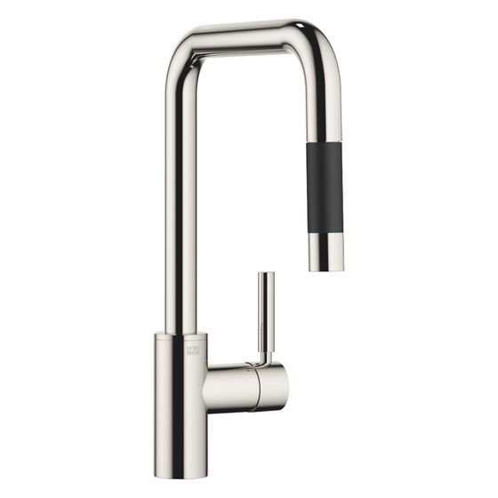 Dornbracht Einhebelmischer Meta Square Pull-down mit Brausefunktion, Ausladung 240mm, max. 10,4l/min, Platin