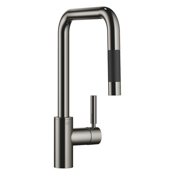 Dornbracht Einhebelmischer Meta Square Pull-down mit Brausefunktion, Ausladung 240mm, max. 10,4l/min, Dark Chrome