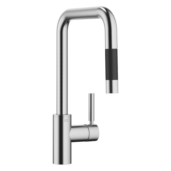 Dornbracht Einhebelmischer Meta Square Pull-down mit Brausefunktion, Ausladung 240mm, max. 10,4l/min, Chrom gebürstet
