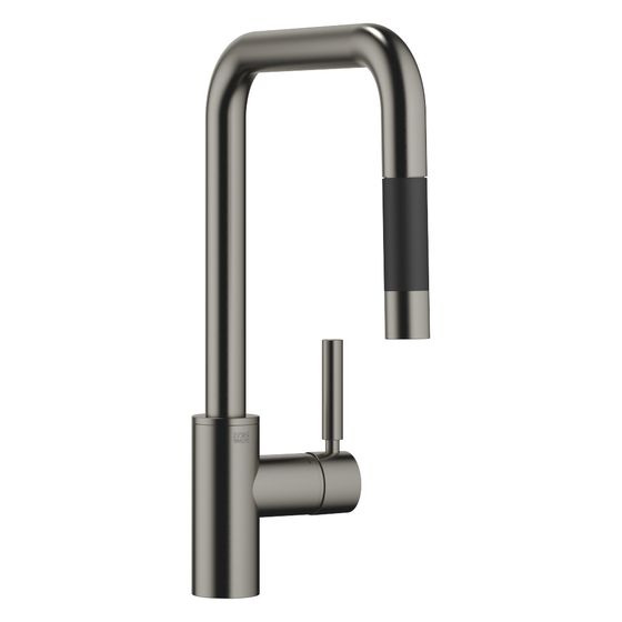 Dornbracht Einhebelmischer Meta Square Pull-down mit Brausefunktion, Ausladung 240mm, max. 10,4l/min, Dark Platinum gebürstet