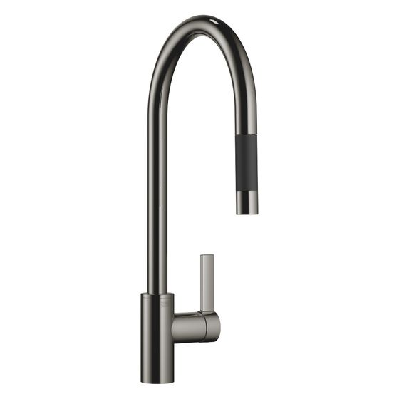 Dornbracht Einhebelmischer Tara Ultra Pull-down mit Brausefunktion, schwenkbar, 240mm, max. 10,4l/min, Dark Chrome