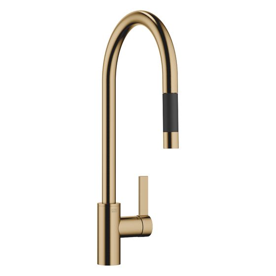 Dornbracht Einhebelmischer Tara Ultra Pull-down mit Brausefunktion, schwenkbar, 240mm, max. 10,4l/min, Dark Brass gebürstet