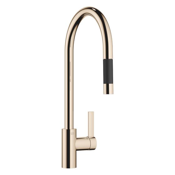 Dornbracht Einhebelmischer Tara Ultra Pull-down mit Brausefunktion, schwenkbar, 240mm, max. 10,4l/min, Champagne 22kt Gold