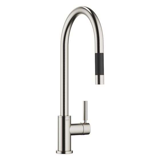 Dornbracht Einhebelmischer Tara Pull-down mit Brausefunktion, Ausladung 240mm, max. 10,4l/min, Platin gebürstet