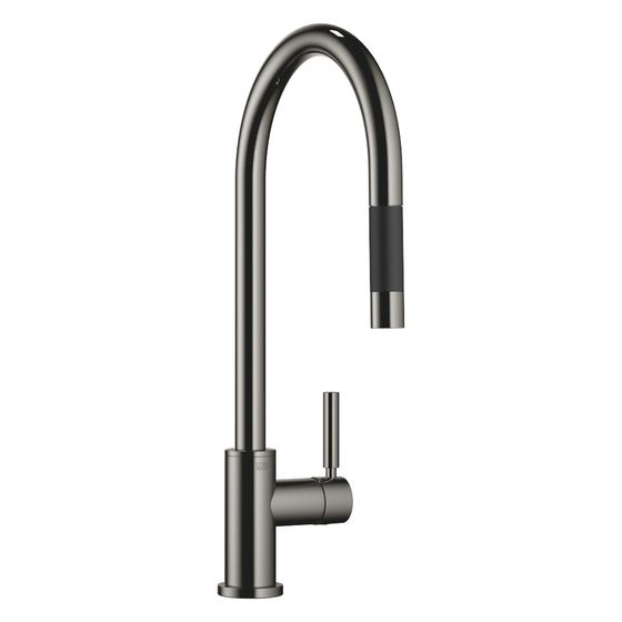 Dornbracht Einhebelmischer Tara Pull-down mit Brausefunktion, Ausladung 240mm, max. 10,4l/min, Dark Chrome
