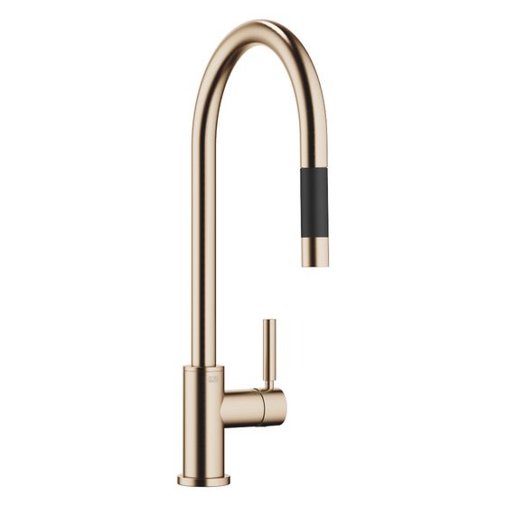 Dornbracht Einhebelmischer Tara Pull-down mit Brausefunktion, Ausladung 240mm, max. 10,4l/min, Champagne gebürstet