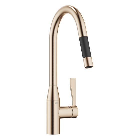 Dornbracht Einhebelmischer Sync Pull-down mit Brausefunktion, Ausladung 240mm, max. 10,4l/min, Champagne gebürstet, 33870895-46