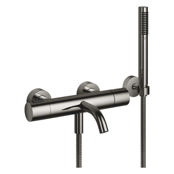 Dornbracht Wannen-Thermostat Meta für Wandmontage mit Schlauchbrausegarnitur, Ausladung 210mm, 16,9l/min, Dark Chrome