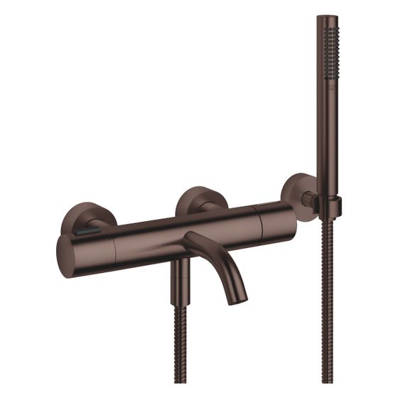 Dornbracht Wannen-Thermostat Meta für Wandmontage mit Schlauchbrausegarnitur, Ausladung 210mm, 16,9l/min, Dark Bronze geb