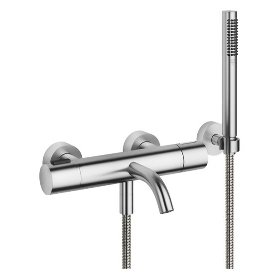 Dornbracht Wannen-Thermostat Meta für Wandmontage mit Schlauchbrausegarnitur, Ausladung 210mm, 16,9l/min, Chrom gebürstet