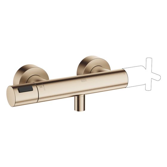 Dornbracht Brause-Thermostat für Wandmontage FlowReduce ohne Mengenreguliergriff, Light Gold gebürstet PVD, 34445979-27