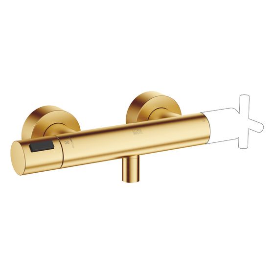 Dornbracht Brause-Thermostat für Wandmontage FlowReduce ohne Mengenreguliergriff, Messing gebürstet 23kt Gold, 34445979-28