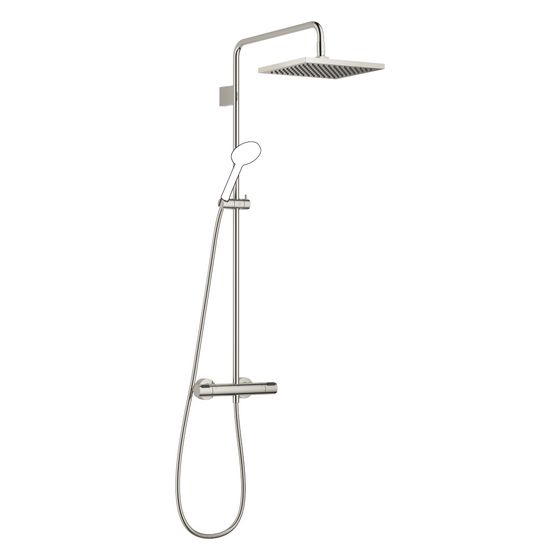 Dornbracht Showerpipe Symetrics mit Brause-Thermostat ohne Handbrause FlowReduce Regenbrause 300x240mm 6,8l/min, Platin