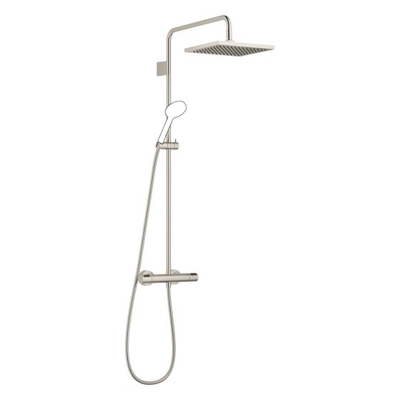 Dornbracht Showerpipe Symetrics mit Brause-Thermostat ohne Handbrause Regenbrause 300x240mm 14l/min, Platin gebürstet