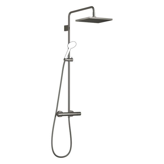 Dornbracht Showerpipe Symetrics mit Brause-Thermostat ohne Handbrause Regenbrause 300x240mm 14l/min, Dark Chrome