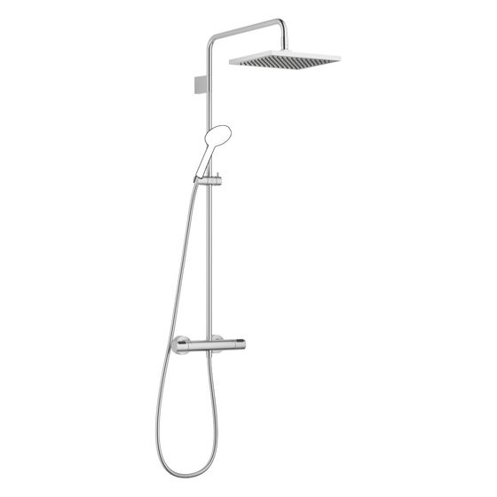 Dornbracht Showerpipe Symetrics mit Brause-Thermostat ohne Handbrause Regenbrause 300x240mm 14l/min, Chrom gebürstet