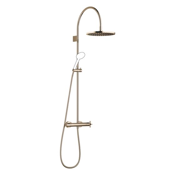Dornbracht Showerpipe Vaia mit Brause-Thermostat, Ausladung 420mm, 300mm, 14l/min, Light Gold