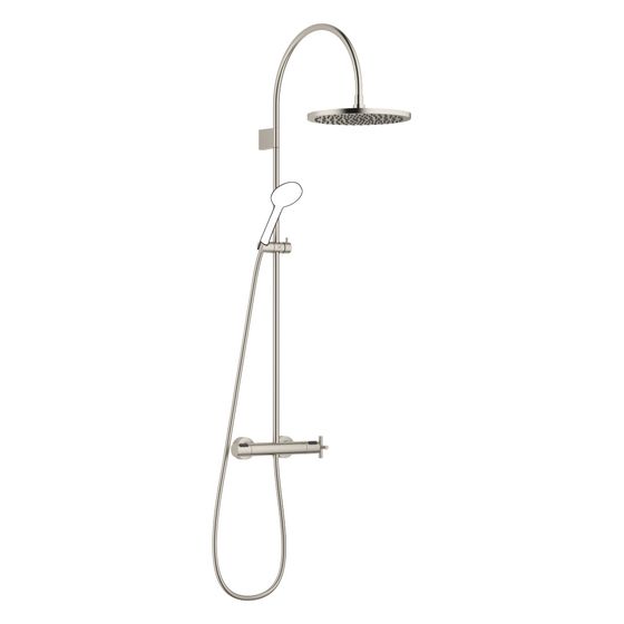 Dornbracht Showerpipe Tara, Brause-Thermostat, 420mm, Kopfbrause 300mm, 14l/min, Platin gebürstet, 34465892-06