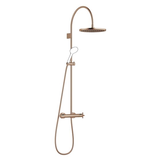 Dornbracht Showerpipe Tara, Brause-Thermostat, 420mm, Kopfbrause 300mm, 14l/min, Bronze gebürstet, 34465892-42