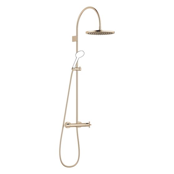 Dornbracht Showerpipe Tara, Brause-Thermostat, 420mm, Kopfbrause 300mm, 14l/min, Champagne gebürstet 22kt Gold, 34465892-46
