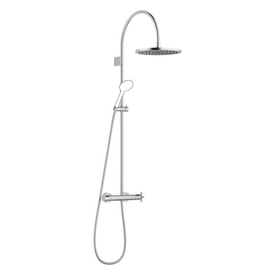 Dornbracht Showerpipe Tara, Brause-Thermostat, 420mm, Kopfbrause 300mm, 14l/min, Chrom gebürstet, 34465892-93