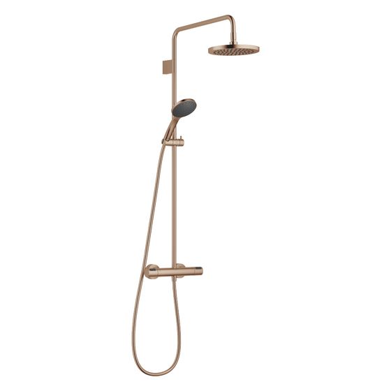 Dornbracht Showerpipe mit Brause-Thermostat und Handbrausegarnitur D 220mm 9l/min, Bronze gebürstet PVD