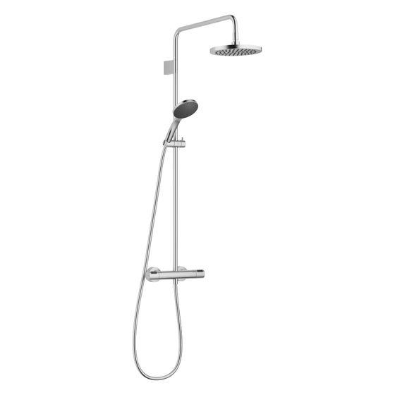Dornbracht Showerpipe mit Brause-Thermostat und Handbrausegarnitur D 220mm 9l/min, Chrom gebürstet