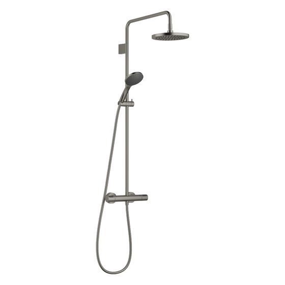 Dornbracht Showerpipe mit Brause-Thermostat und Handbrausegarnitur D 220mm 9l/min, Dark Platinum gebürstet