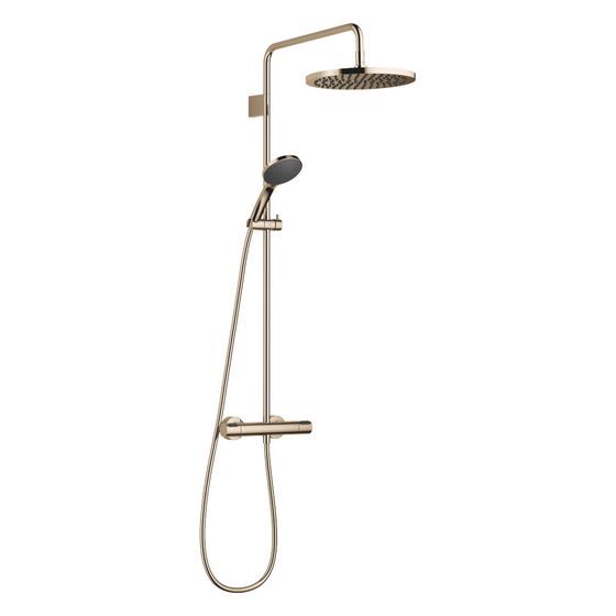 Dornbracht Showerpipe mit Brause-Thermostat und Handbrausegarnitur FlowReduce D 300mm 6,8l/min, Light Gold PVD