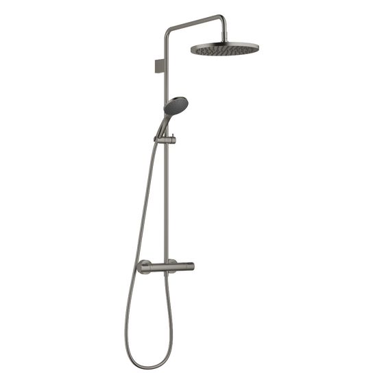 Dornbracht Showerpipe mit Brause-Thermostat und Handbrausegarnitur FlowReduce D 300mm 6,8l/min, Dark Platinum gebürstet