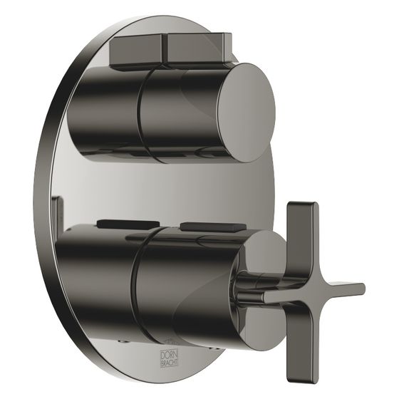 Dornbracht Unterputz-Thermostat Vaia mit Einweg-Mengenregulierung, Abdeckplatte 150mm, Dark Chrome