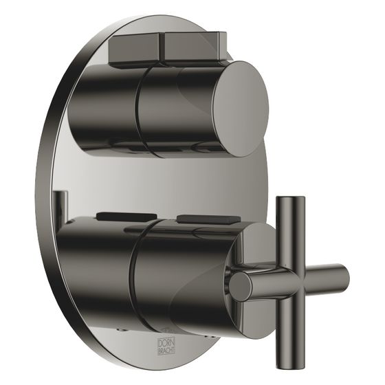 Dornbracht Unterputz-Thermostat Tara mit Einweg-Mengenregulierung, Abdeckplatte 150mm, Dark Chrome, 36425892-19