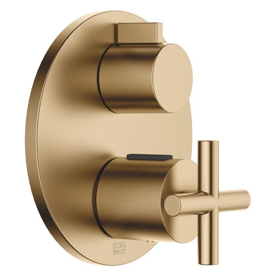 Dornbracht Unterputz-Thermostat Tara mit Einweg-Mengenregulierung, Abdeckplatte 150mm, Dark Brass gebürstet, 36425892-39