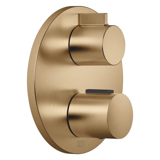 Dornbracht Unterputz-Thermostat mit Einweg-Mengenregulierung Abdeckplatte D 150mm, Dark Brass gebürstet
