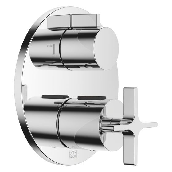 Dornbracht Unterputz-Thermostat Vaia mit Zweiwege-Mengenregulierung, Abdeckplatte 150mm, Chrom