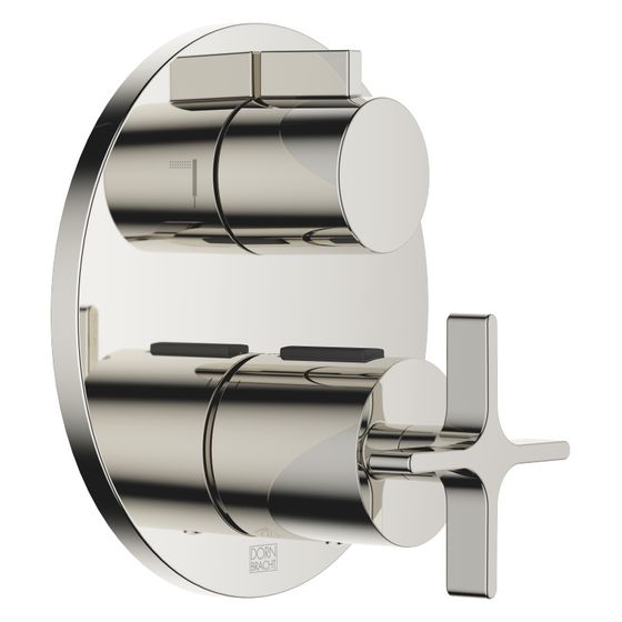 Dornbracht Unterputz-Thermostat Vaia mit Zweiwege-Mengenregulierung, Abdeckplatte 150mm, Platin