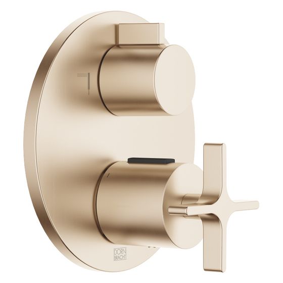 Dornbracht Unterputz-Thermostat Vaia mit Zweiwege-Mengenregulierung, Abdeckplatte 150mm, Champagne gebürstet