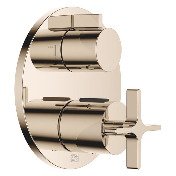 Dornbracht Unterputz-Thermostat Vaia mit Zweiwege-Mengenregulierung, Abdeckplatte 150mm, Champagne 22kt Gold