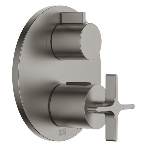 Dornbracht Unterputz-Thermostat Vaia mit Zweiwege-Mengenregulierung, Abdeckplatte 150mm, Dark Platinum gebürstet