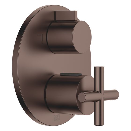 Dornbracht Unterputz-Thermostat Tara mit Zweiwege-Mengenregulierung, Abdeckplatte 150mm, Dark Bronze gebürstet, 36426892-43