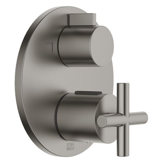 Dornbracht Unterputz-Thermostat Tara mit Zweiwege-Mengenregulierung, Abdeckplatte 150mm, Dark Platinum gebürstet, 36426892-99